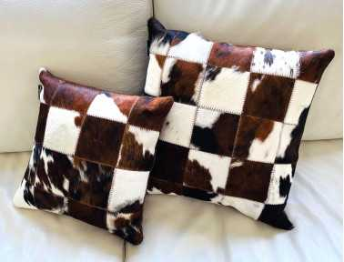 Cowhide Patchwork Cushion