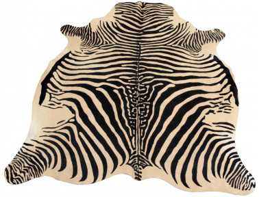 Zebra printed cowhide on beige background