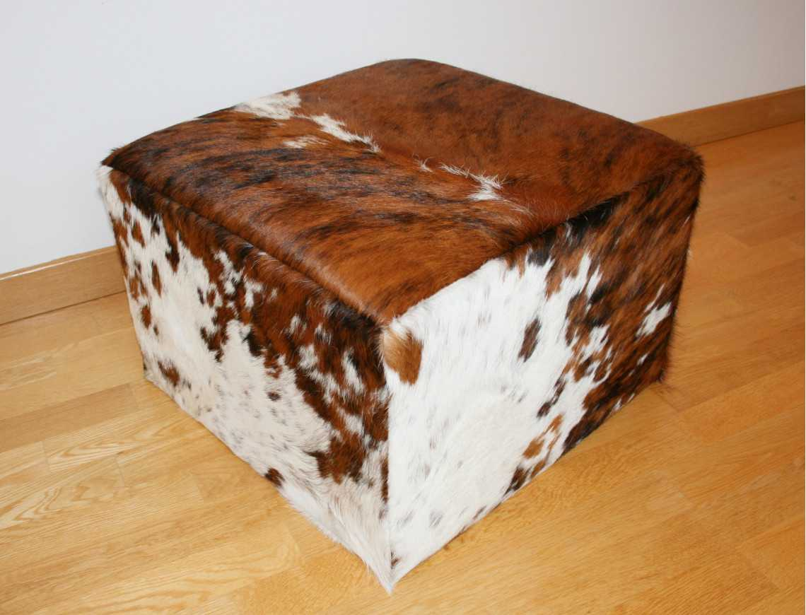 Light Normandy cowhide pouf