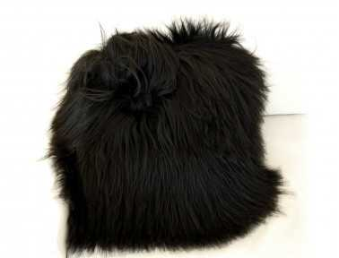 Black Icelandic sheepskin cushion DOUBLE-sided