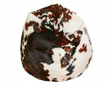 Oscar pouf armchair in Normandy cowhide