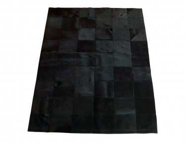 Black Dyed Cowhide Patchwork Rug