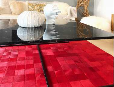 Red Cowhide Patchwork Rug