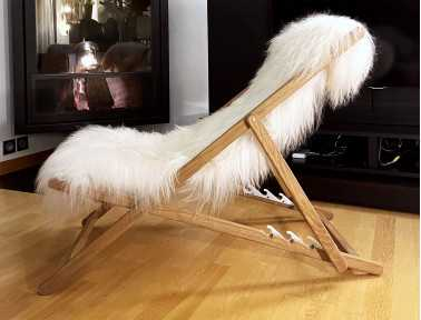 White Icelandic Sheepskin Deckchair/Chair