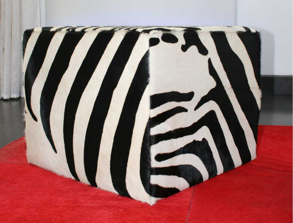 Zebra Cowhide Pouf