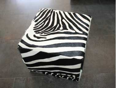 Zebra Cowhide Pouf