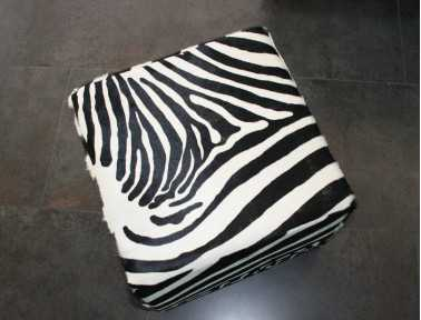 Zebra Cowhide Pouf