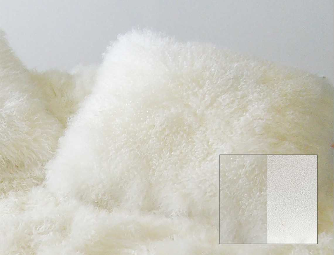 White Mongolian lamb cushion SINGLE SIDED