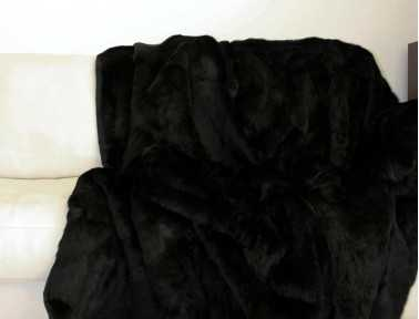 Custom made blanket / bedspread in brown dyed rabbit fur