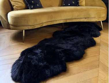 Black sheepskin rug 2 skins