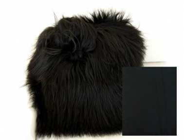 Black Icelandic sheepskin cushion SINGLE SIDED