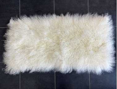 Napette 120 x 60 cm en agneau de Mongolie Blanc Ecru