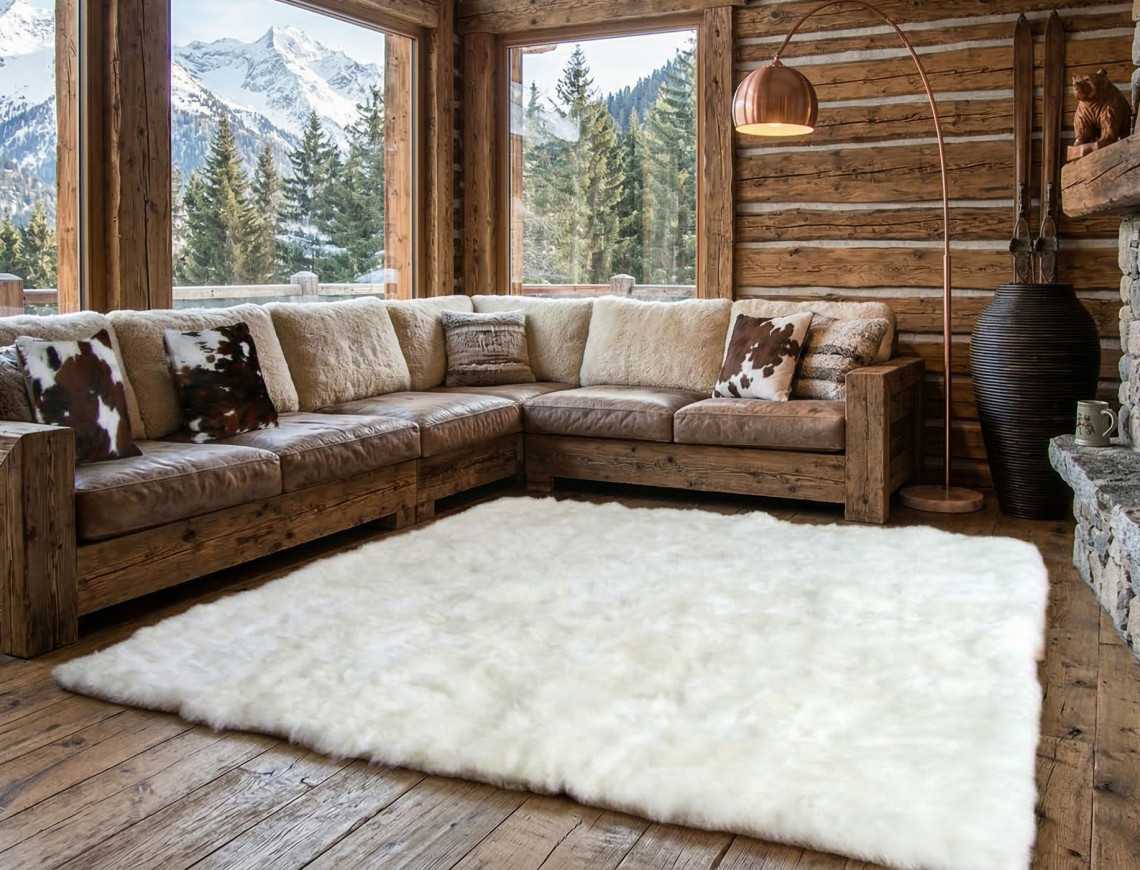 Tapis en peau de mouton blanc