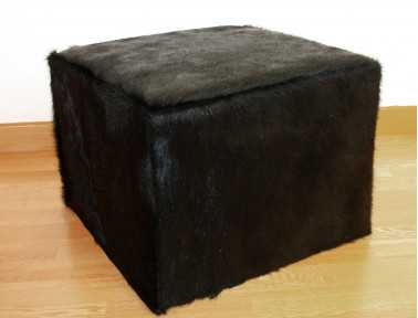 Black Dyed Cowhide Pouf