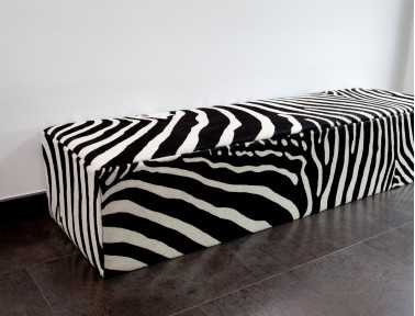 Avalanche Zebra Cowhide Bench