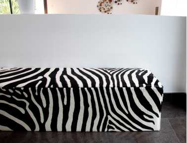 Avalanche Zebra Cowhide Bench