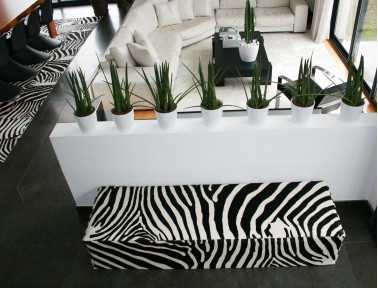 Avalanche Zebra Cowhide Bench