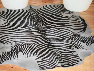 Grey Zebra Cowhide