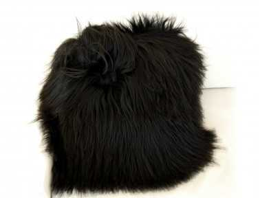 Black Icelandic sheepskin cushion SINGLE SIDED