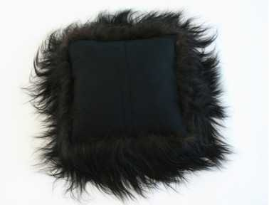 Black Icelandic sheepskin cushion SINGLE SIDED