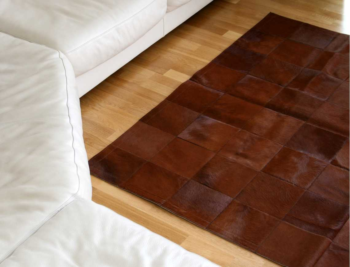 Brown Dyed Cowhide Patchwork Rug