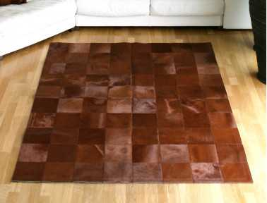 Brown Dyed Cowhide Patchwork Rug