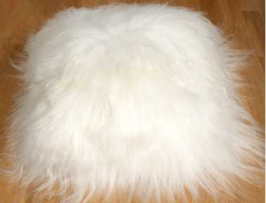 White Icelandic sheepskin cushion SINGLE SIDED