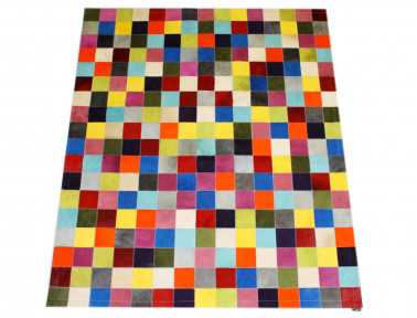 Elmer Patchwork Rug in Plain Multi-Colored Cowhide