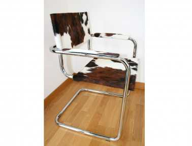 Cowhide chair with armrest