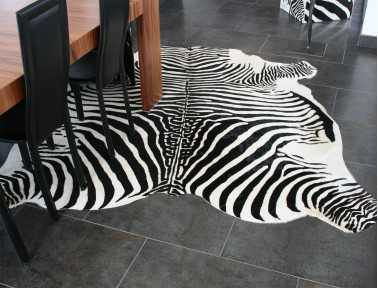 Zebra printed cowhide on white background