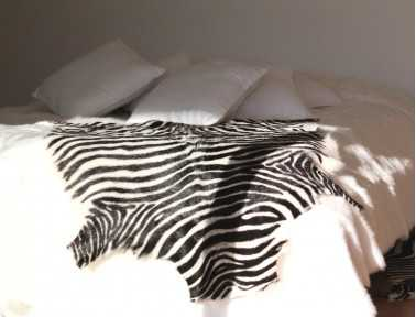 Zebra printed goatskin