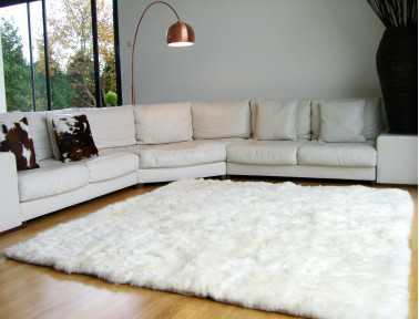 White sheepskin rug