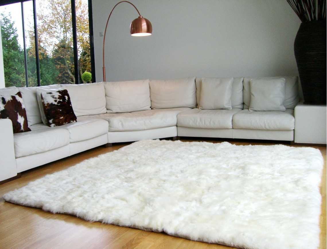 White sheepskin rug