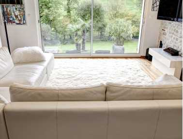 White sheepskin rug