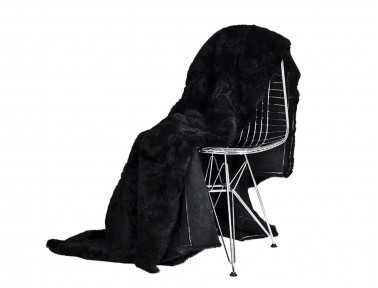 Black sheepskin bedspread