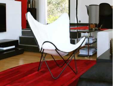 White sheepskin butterfly armchair