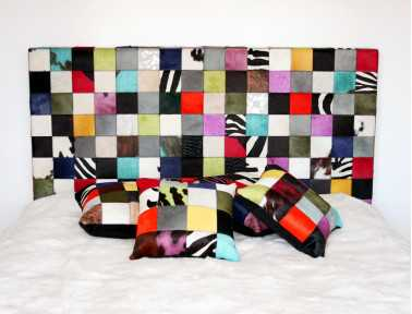 Elmer Multi-Colored Cowhide Headboard