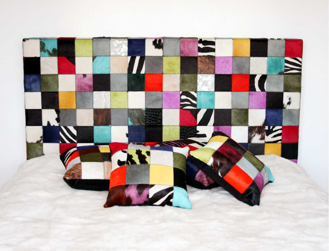 Elmer Multi-Colored Cowhide Headboard