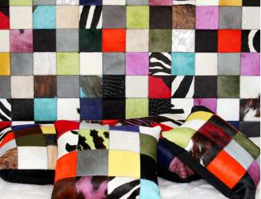 Tête de lit en peau de vache multicolore Elmer