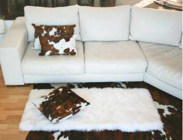 White sheepskin rug