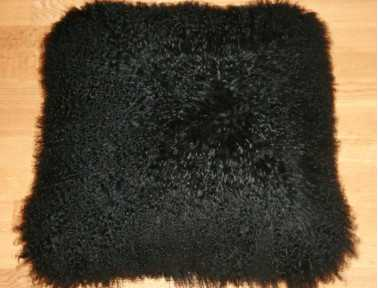 Black Mongolian lambskin cushion SINGLE SIDED