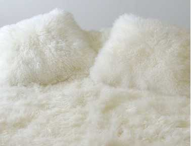 White Mongolian lamb cushion SINGLE SIDED