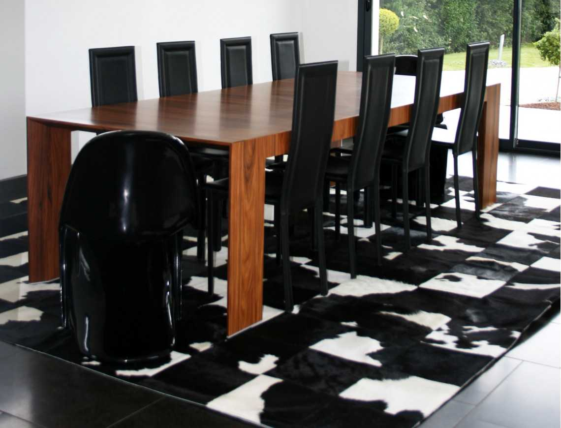 Black and White Cowhide Patchwork Rug