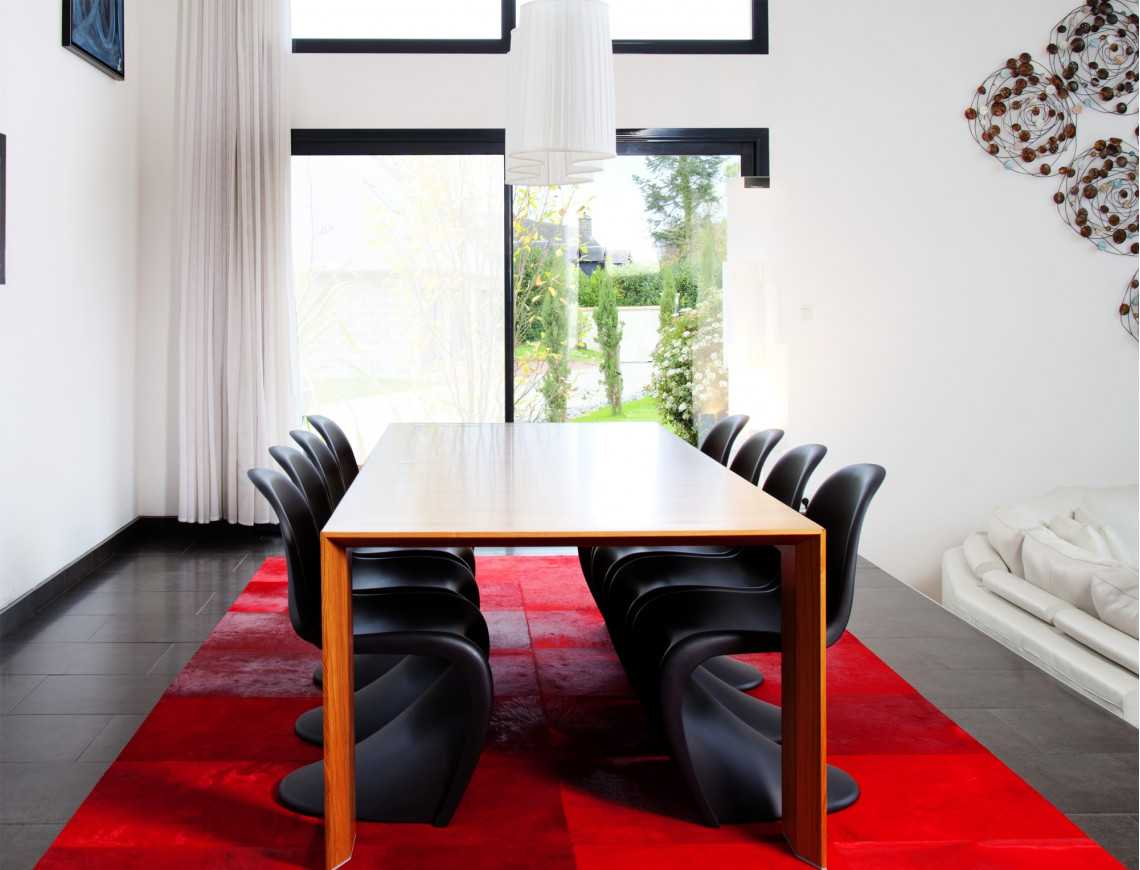 Red Dyed Cowhide Patchwork Rug