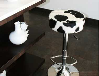 Black and White Cowhide Stool