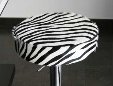 Zebra Print Cowhide Stool