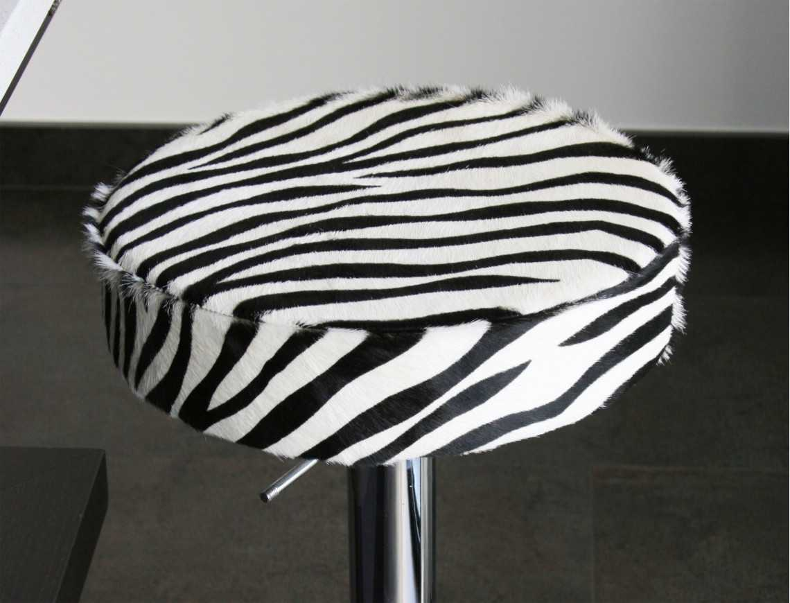 Zebra Print Cowhide Stool