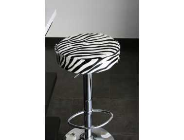 Zebra Print Cowhide Stool