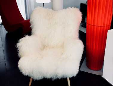 Mongolian lambskin armchair "Bô" by Sonia.M