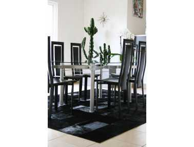 Black Dyed Cowhide Patchwork Rug